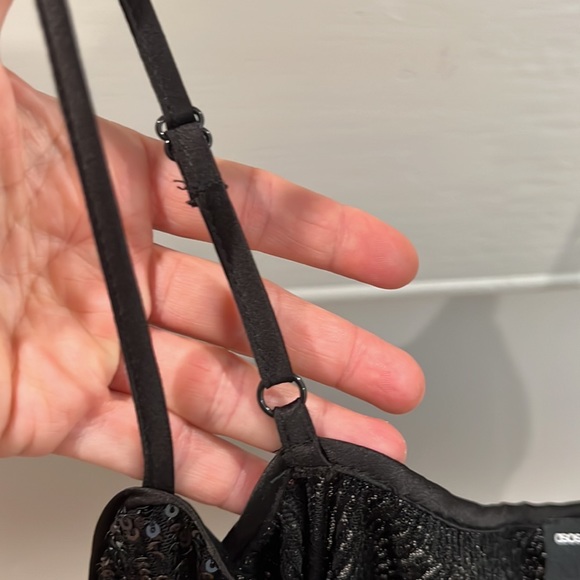 ASOS Design Curve Black Sequin Spaghetti Strap Top - Size 22 - Picture 5 of 9